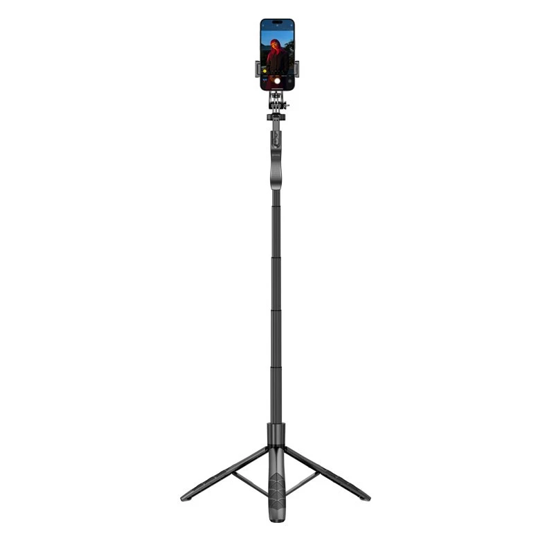 Tripod lazdelė asmenukėms Crong CRGSGU1BLK aliuminė su Bluetooth nuotolinio valdymo pultu, sulankstomomis kojelėmis ir telefono laikikliu