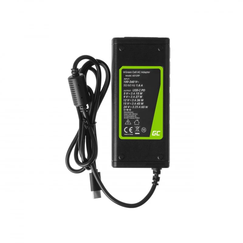 Green Cell AD134P USB-C įkroviklis 65W nešiojamam kompiuteriui, planšetei, išmaniajam telefonui