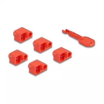 DeLOCK 20929 RJ45 prievadų blokatorius 10 vnt. raudoni