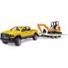 Bruder Dodge RAM 2500 Serviso automobilis su priekaba ir mini ekskavatoriumi