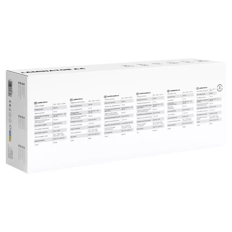 Karšto/šalto laminavimo aparatas SAVIO LR-01/W — maksimalus plotis 230 mm, 320 mm/min, 300 W, baltas