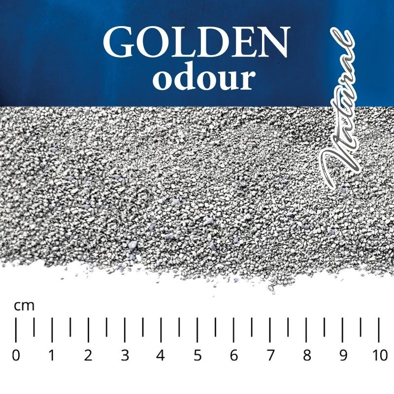 Kačių kraikas Golden Grey 7 kg – bekvapis molinis kraikas, besidulkinantis, šalinantis kvapus