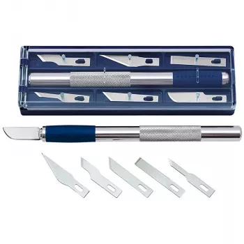 Hobby peilių rinkinys WEDO 78 722 – precizinis peiliukas su 6 skirtingais ašmenimis