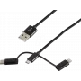 USB laidas ShiverPeaks BS14-50068 1m USB A / USB C, Micro-USB B, Lightning juodas