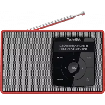 DAB+ skaitmeninis radijas TECHNISAT Digitradio 2 raudonas/sidabrinis – nešiojamas DAB+/FM imtuvas su įmontuotu garsiakalbiu