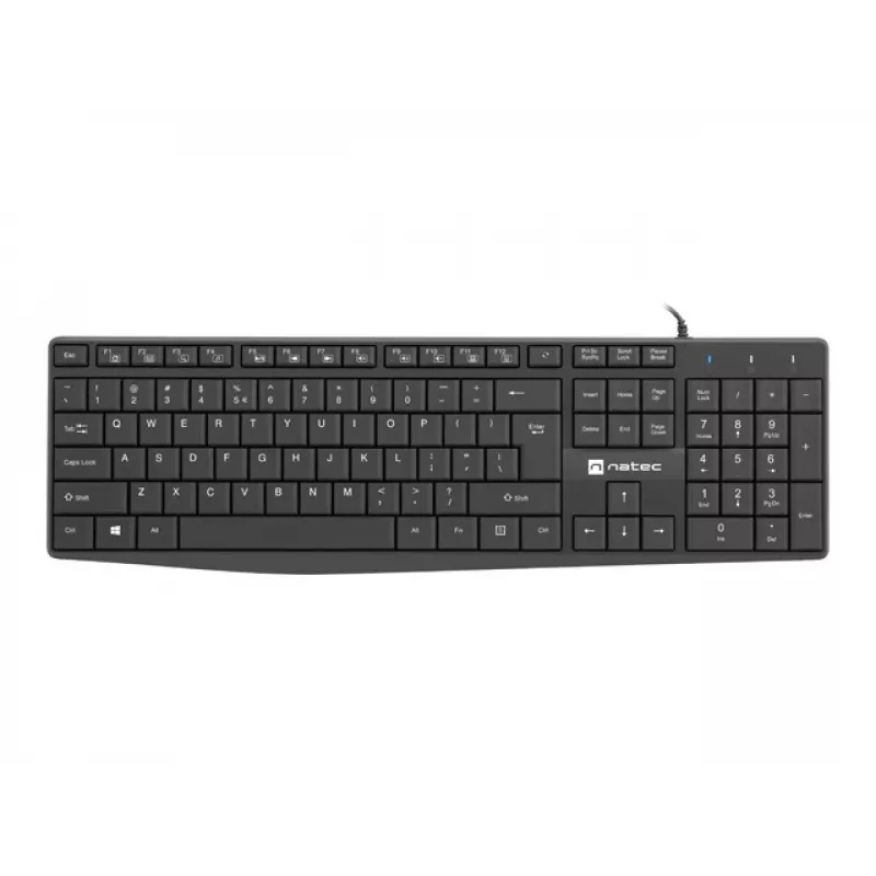 Laidinė pilno dydžio klaviatūra NATEC NAUTILUS NKL-1950 — USB, QWERTY US International, 105 klavišų, juoda