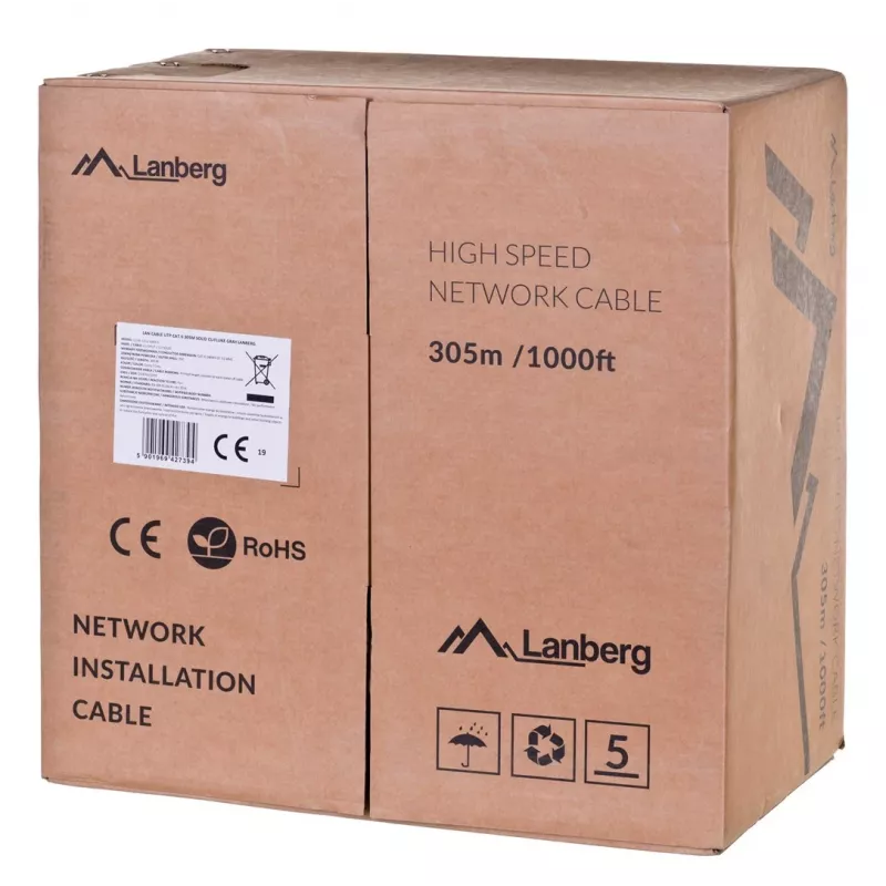 Lanberg LCU6-12CU-0305-S tinklo kabelis 305 m Cat6 U/UTP (UTP) Pilka