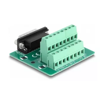 DeLOCK D-Sub 15 pinų kištukas į gnybtų bloką DIN bėgeliui 58mm x 61mm x 30mm