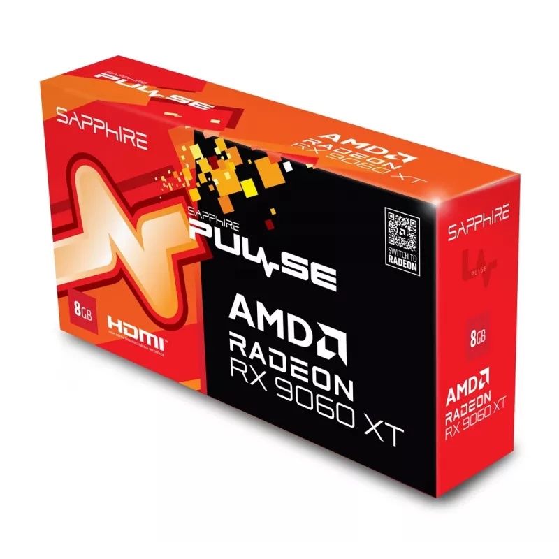 Vaizdo plokštė Sapphire Radeon RX 9060 XT 8GB GDDR6, 128 bitų, PCIe 5.0, 3320 MHz, 2x DP + HDMI