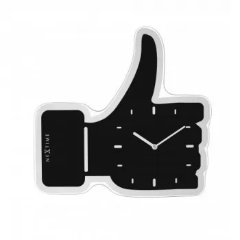 NeXtime klok 3072zw Thumbs up, 40,5x41,5 cm, sieninis, juodas/sidabrinis