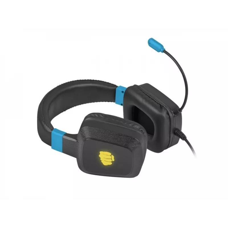 Žaidimų ausinės Fury NFU-1584 su boom mikrofonu, uždengiančios ausis, 98 dB, 15–25000 Hz, 2 m laidas, USB ir 3,5 mm, mėlynos