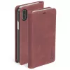 Krusell Sunne 4 Card FolioWallet dėklas iPhone XS Max – raudona natūrali oda