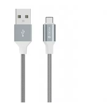 USB Micro-B laidas Devia Pheez Series 1 m, 5V 2,4A, pilkas