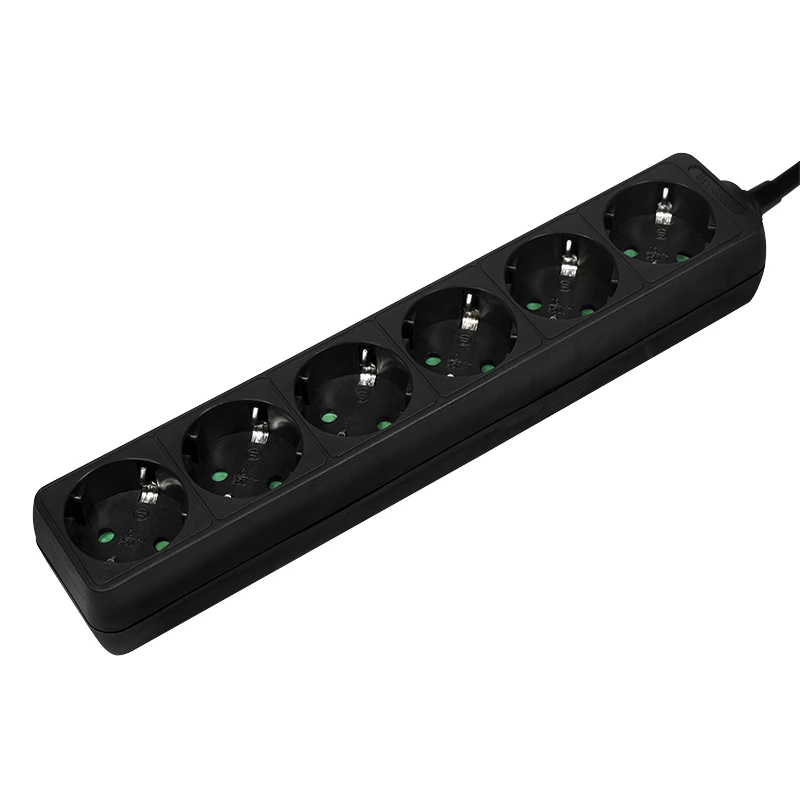 Prailginimo laidas LogiLink LPS238B 1,5 m 6 lizdų juodas