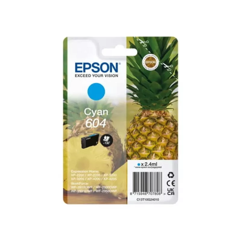 Epson 604 kasetė 1 vnt. Originali standartinė išeiga Cyan
