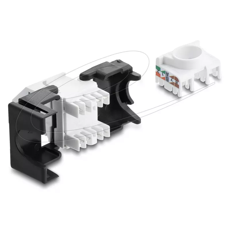 DELOCK Keystone modulis RJ45 kištukas į LSA Cat.6 45° kampu nesujungtas juodas
