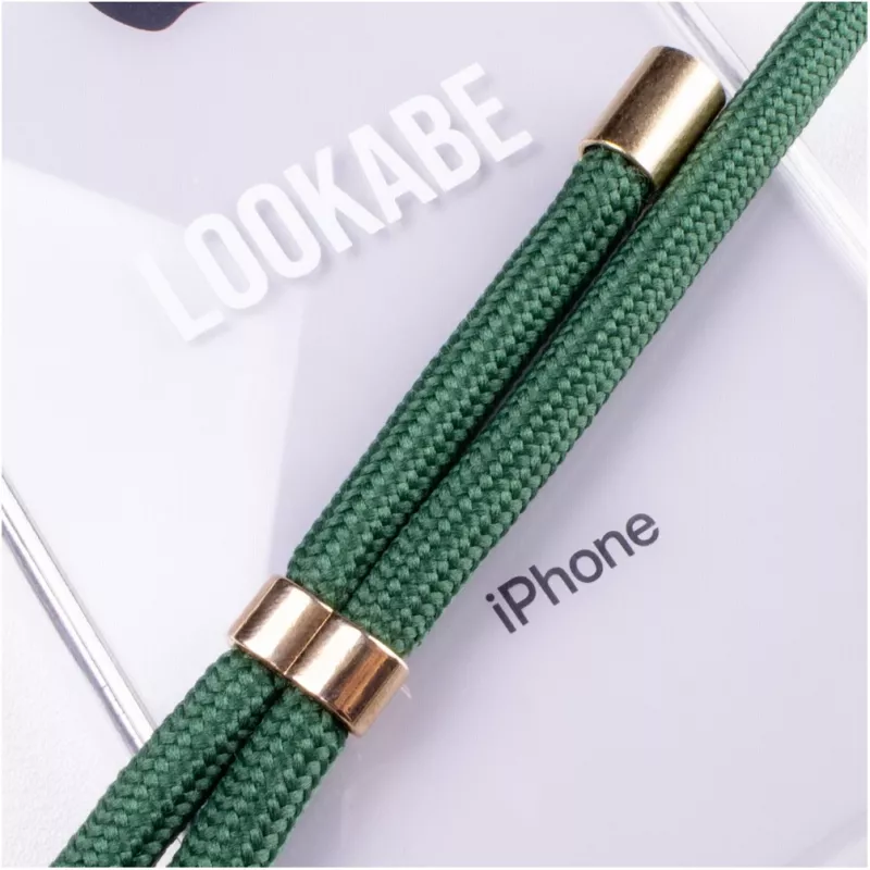 Korpusas su pakabuku „Lookabe“ iPhone 7/8, auksinis su žaliais akcentais