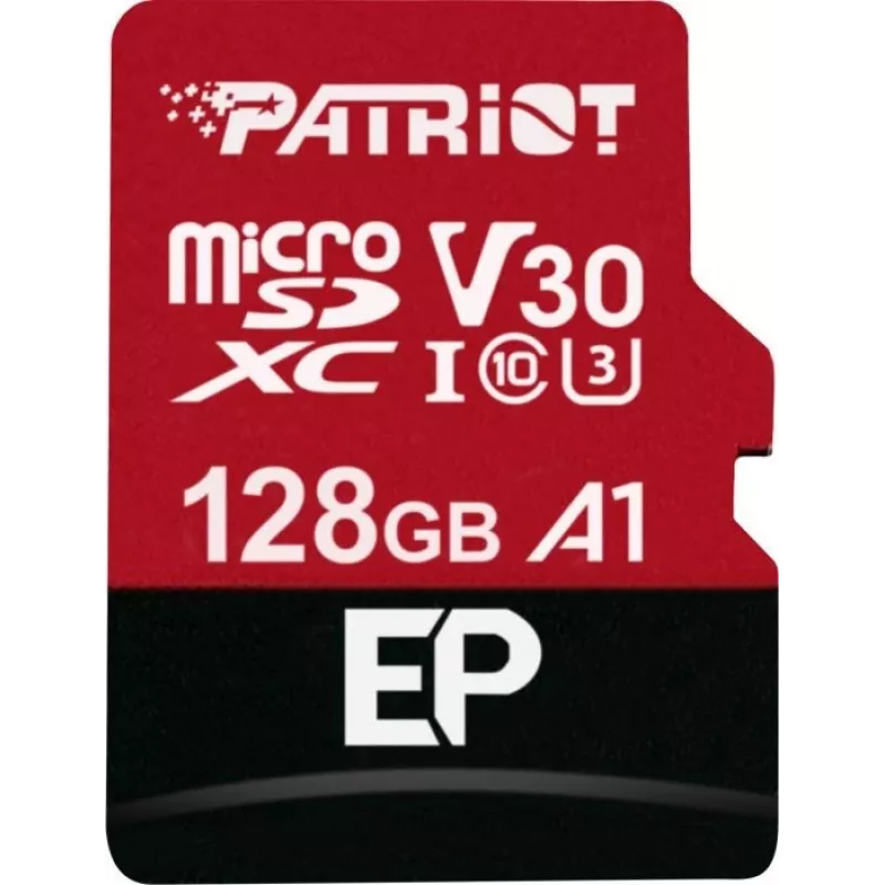 „Patriot“ 128 GB „MicroSDXC“ atminties kortelė, 10 klasė, U3, V30, skaitymas 100 MB/s, rašymas 80 MB/s