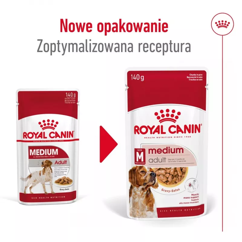ROYAL CANIN SHN Medium Adult padaže – šlapias ėdalas suaugusiems vidutinių veislių šunims – 10x140g