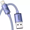 Baseus Crystal Shine USB į Lightning laidas, 2,4A, 2m (violetinis)