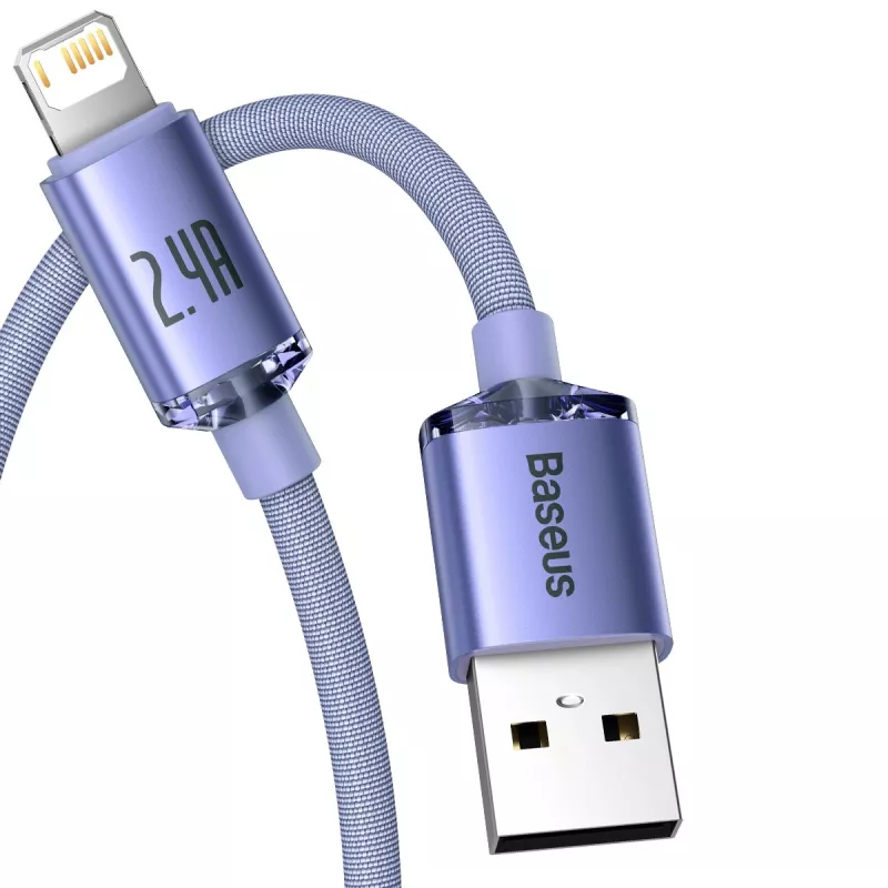 Baseus Crystal Shine USB į Lightning laidas, 2,4A, 2m (violetinis)