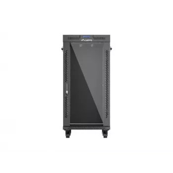 Laisvai pastatomas serverio spintos korpusas LANBERG FF01-6624-12BL 24U 19 colių 600×600 mm, IP20, 1200 kg, juodos spalvos