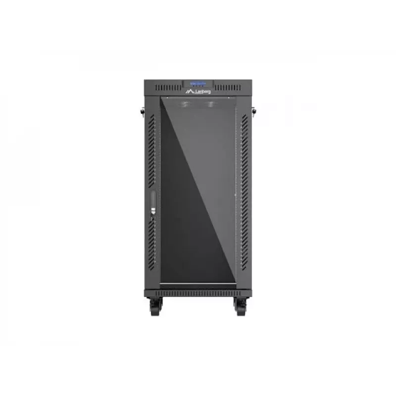 Laisvai pastatomas serverio spintos korpusas LANBERG FF01-6624-12BL 24U 19 colių 600×600 mm, IP20, 1200 kg, juodos spalvos