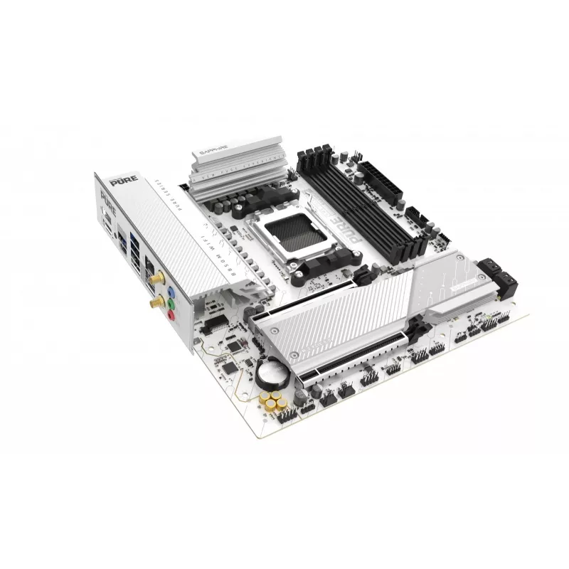 Pagrindinė plokštė Sapphire PURE B850M WIFI Micro ATX — AMD B850, Socket AM5, DDR5 iki 8000 MHz, 4 DIMM, Wi‑Fi 6, 2.5Gb LAN, 2× M.2, PCIe 5.0 x16