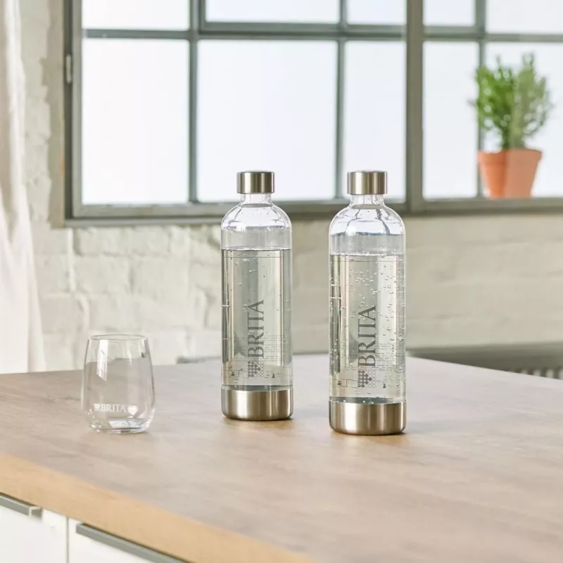 Brita 1043722 gazuoto vandens butelis – nerūdijančio plieno, 1 l, skaidrus, 2 vnt. pakuotė