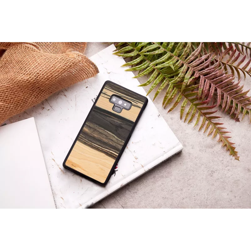 Dėklas Samsung Galaxy Note 9 iš medžio ir polikarbonato – baltas juodmedis