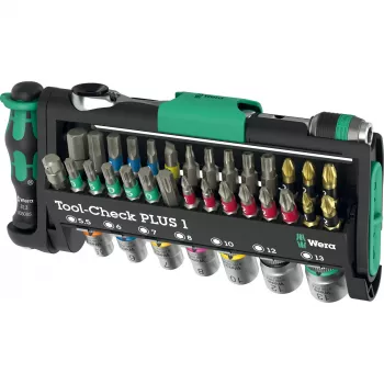 Wera Tool-Check Plus 1 mini reketinis, lizdų ir antgalių rinkinys, 39 dalių (05049055001)
