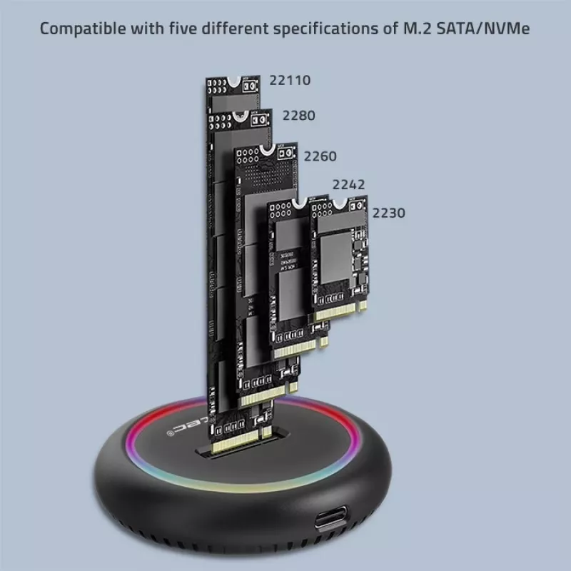 M.2 SSD dėklas QOLTEC 52275, skirtas SATA ir NVMe diskams, USB jungtis