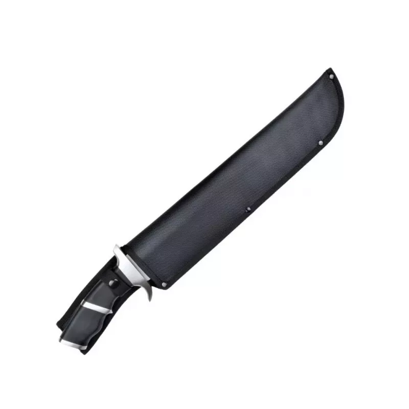Išgyvenimo peilis Cinema Classic CC-PDT – nerūdijančio plieno ašmenys 375 mm, bendras ilgis 525 mm, nerūdijančio plieno rankena, juodas plastikinis makštis, 1 kg