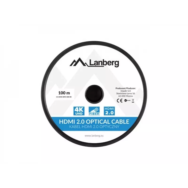 HDMI kabelis Lanberg CA-HDMI-20FB-1000-BK 100 m