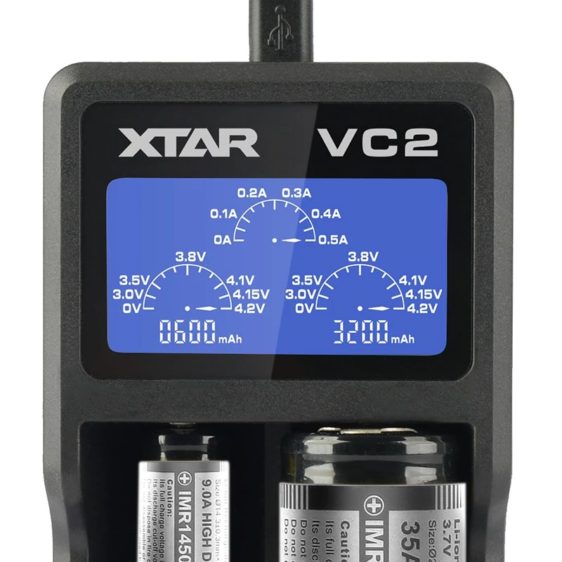 XTAR VC2 Įkroviklis Buitinėms Baterijoms USB