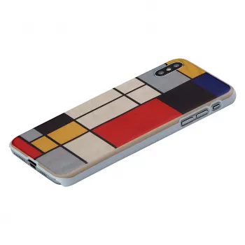 Dėklas iPhone X/XS iš medžio ir polikarbonato, baltais rėmeliais