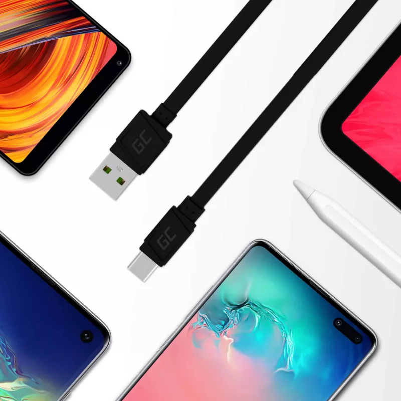 USB A į USB C laidas Green Cell KABGC03 — 0,25 m, juodas, 480 Mbit/s