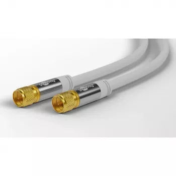 Goobay SAT antenos laidas (135 dB tipo), 4x ekranuotas, 5 m, baltas – auksuotas, F kištukas > F kištukas (70644)