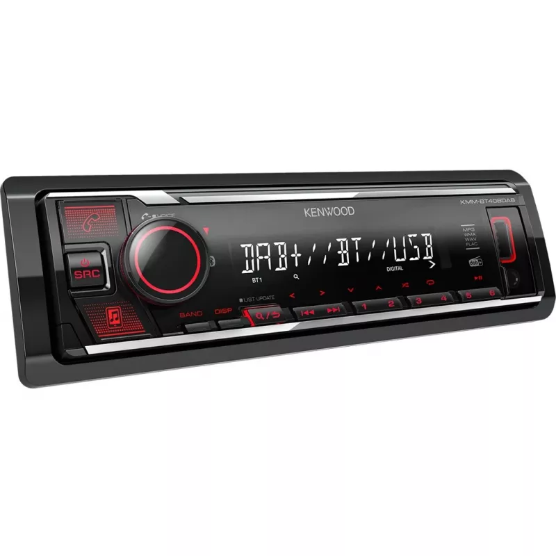Kenwood KMM-BT408DAB automagnetola, juoda, 1 DIN, 88 W, 4.0 kanalų, 50 W, 20 - 20000 Hz