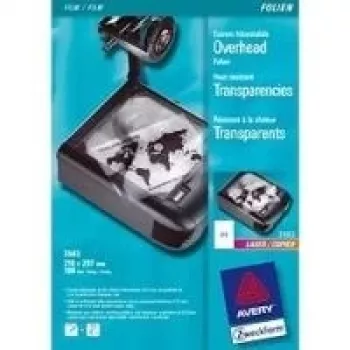 Avery Zweckform 3563 – skaidri plėvelė – 5,12 mm – A4 (210×297 mm) – 100 lapų
