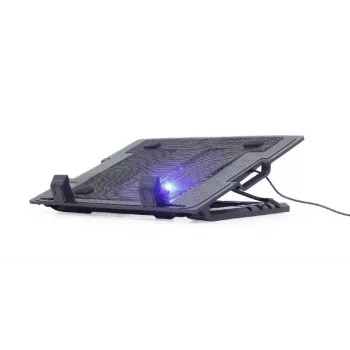 Aušinimo padėklas nešiojamam kompiuteriui Gembird NBS-1F17T-01, iki 17 colių, 1×15 cm ventiliatorius, USB 2.0, 370×265×33 mm, 350 mA, juodas