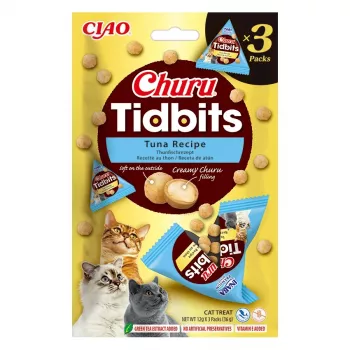 Šlapias skanėstas katėms INABA Cat Churu Tidbits Tuna recipe — 3 x 12 g pakeliai