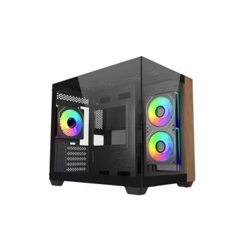 Korpusas Cooler Master Elite 481 Wood — dviejų kamerų mATX su natūralaus medžio dizainu ir dviem grūdinto stiklo plokštėmis