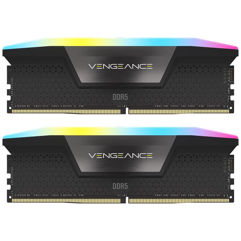 64 GB DDR5-5600 (2x 32 GB) dviejų modulių rinkinys, juoda, Vengeance RGB, INTEL XMP