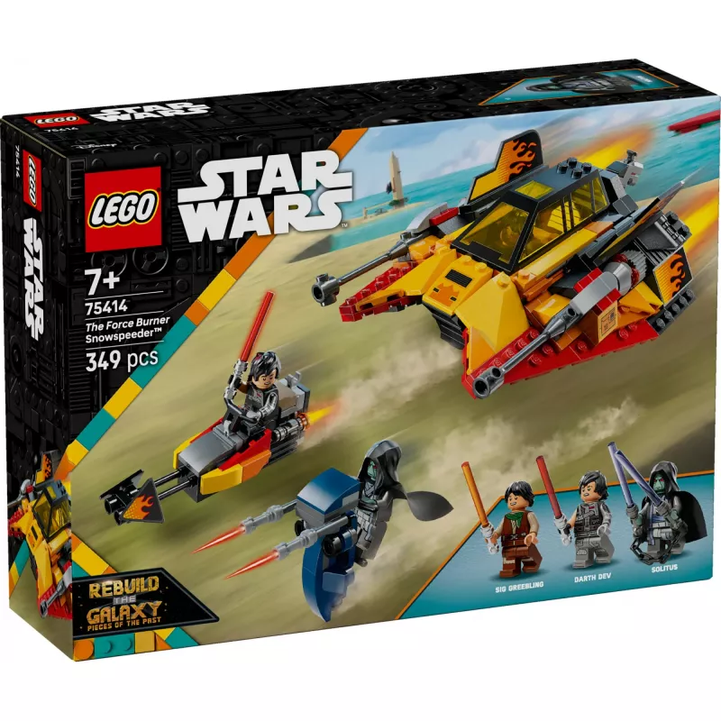 LEGO Star Wars Liepsnos greitaeigis 75414 sniego transporto priemonės rinkinys – 349 detalės, 3 minifigūrėlės, nuo 7 metų