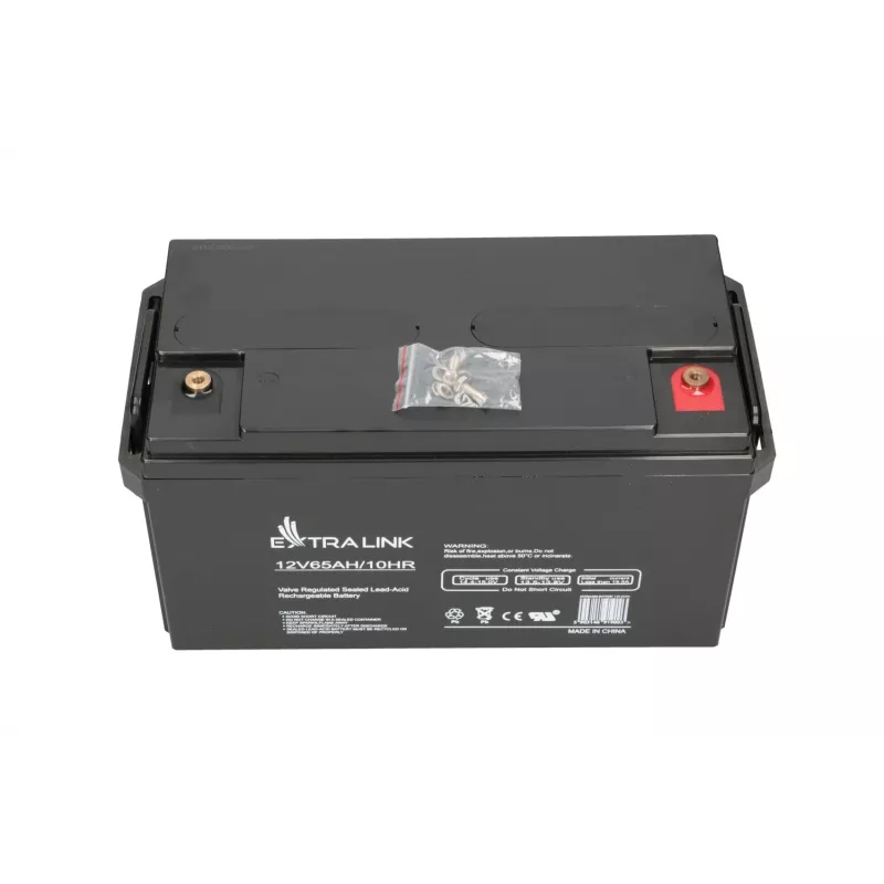 Švino rūgšties akumuliatorius Extralink AGM 12V 65Ah, sandarus, VRLA, juodas, 1 vnt.