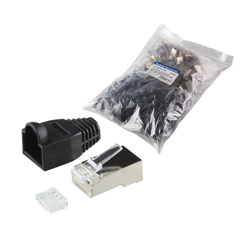 RJ45 kištukas Cat.6 ekranuotas LogiLink MP0022 juodas permatomas (100 vnt.)
