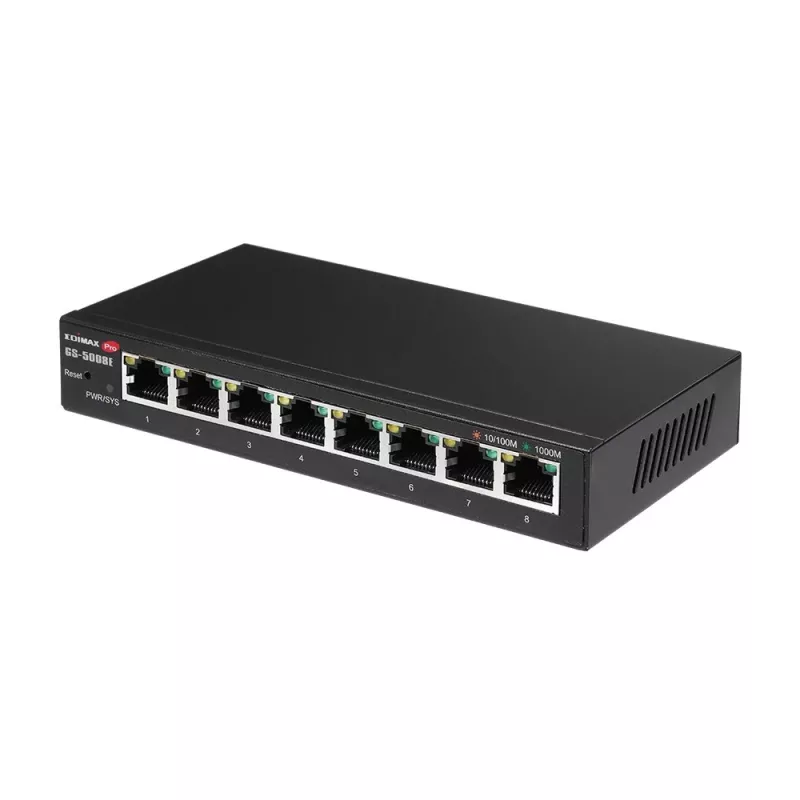 Edimax GS-5008E tinklo jungiklis valdomas Gigabit Ethernet (10/100/1000) Juodas