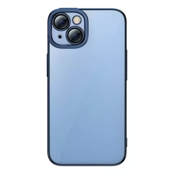 Apsauginis dėklas ir grūdintas stiklas Baseus iPhone 14 Plus – blizgantis permatomas mėlynas