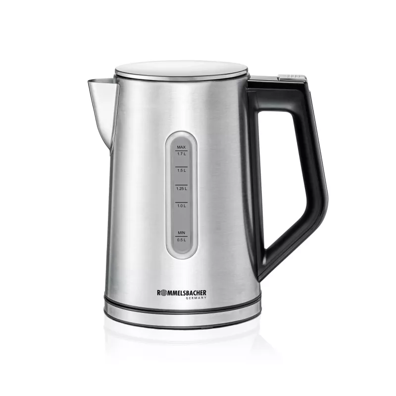 Elektrinis virdulys Rommelsbacher WK 3000 — 1,7 L, 3000 W, nerūdijantis plienas ir juoda